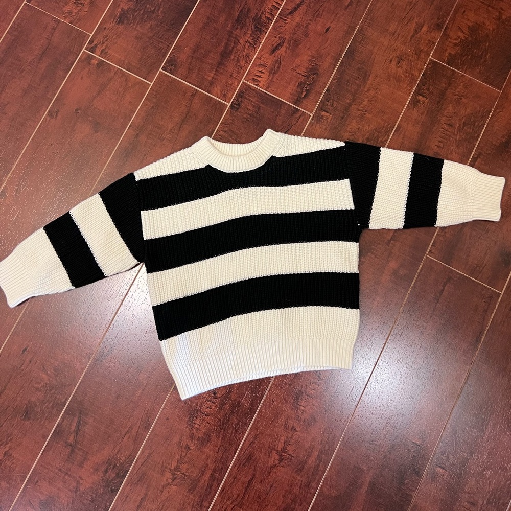 Zara Baby Black/White Striped Sweater 18-24 M